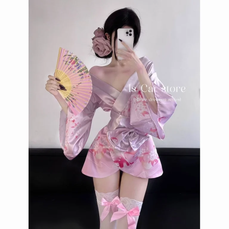 ชุดนอนคอสเพลย์สไตล์ญี่ปุ่น คอวีลายดอก