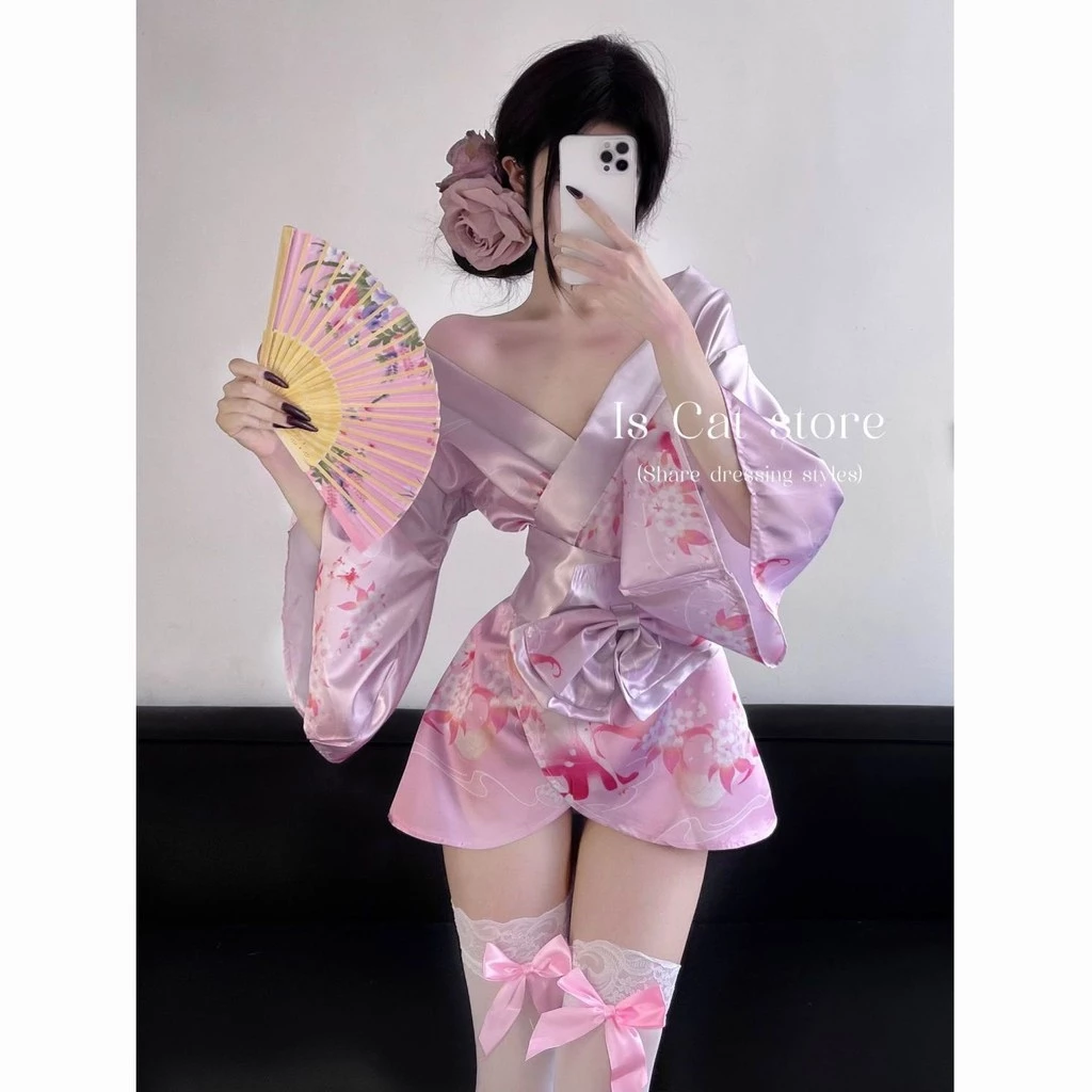 ชุดนอนคอสเพลย์สไตล์ญี่ปุ่น คอวีลายดอก